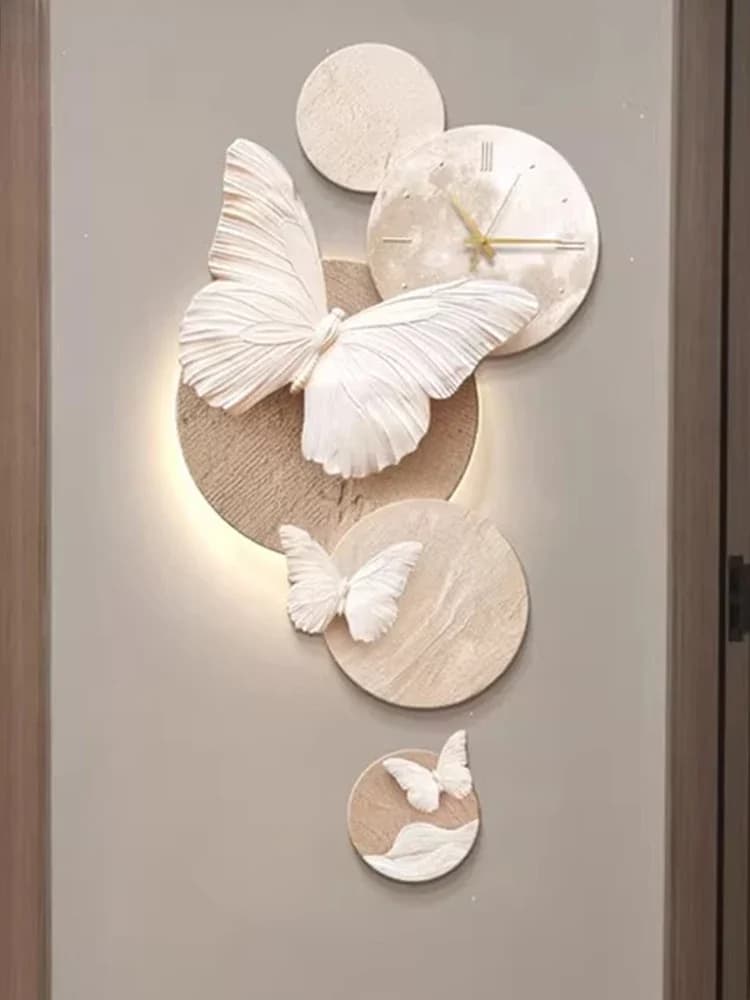 Modern Wall Clock Butterfly Silent Living Room Clock Large Size Watch Wall Stickers Luxury Creative With Light Interior Decoration
