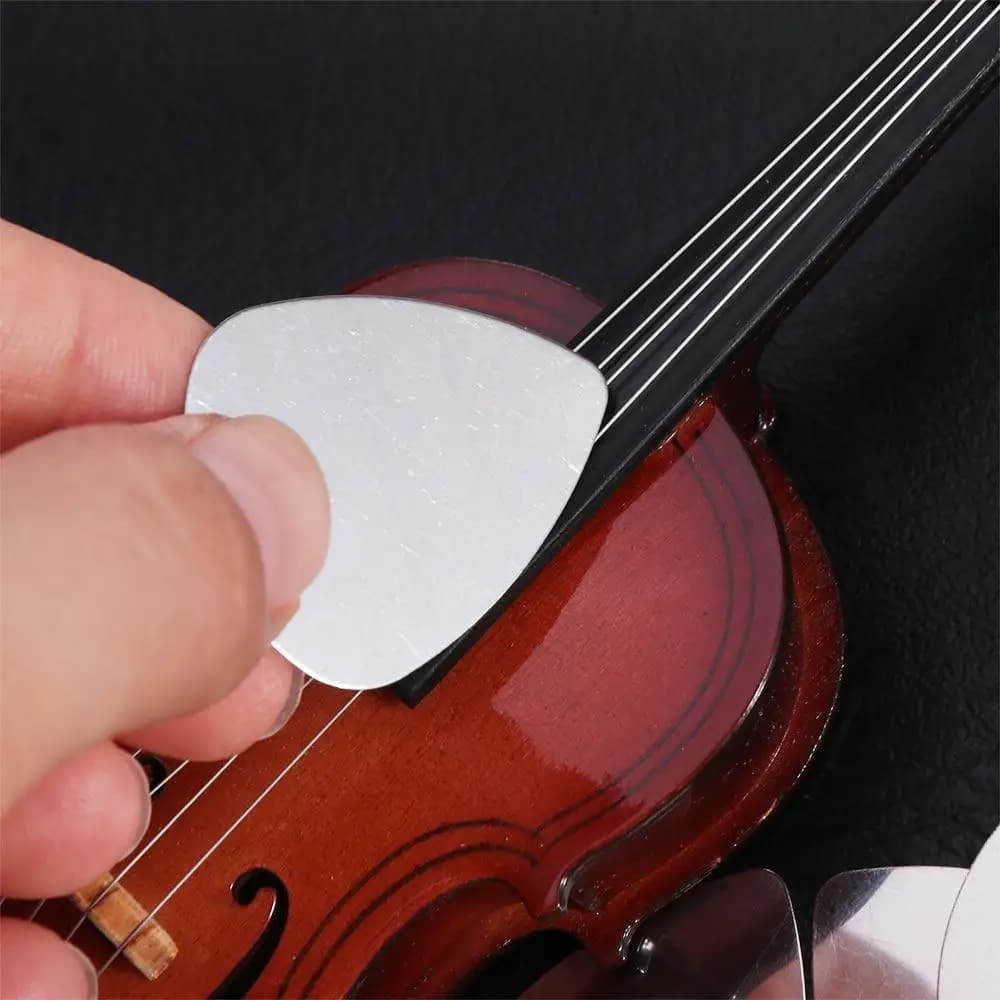 10PCS 0.3mm Stainless Steel Guitar Picks Mediator Triangle Metal Guitar Plectrum Adhesive Gestures Finger Shrapnel Bass Guitar