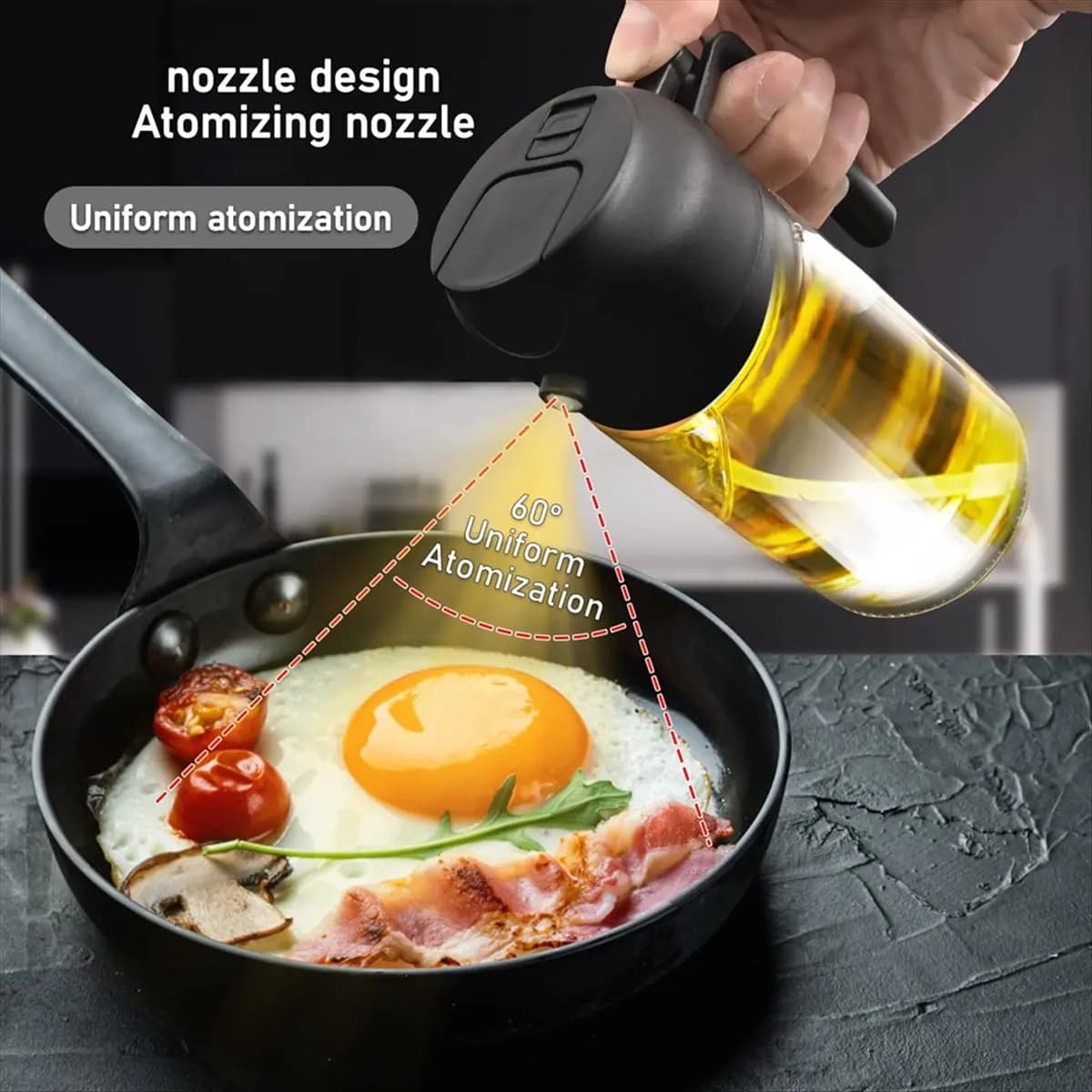 COFA 2-in-1 Glass Oil Dispenser, Suitable for Kitchen Cooking and Air Fryer Accessories, Push-Type Without Oil