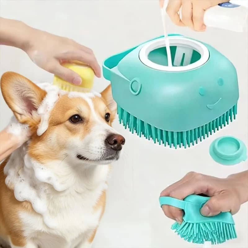 Spazzola da Bagno Massaggiante Multifunzionale per Cani e Gatti, Accessori in Silicone Morbido e Sicuro per Animali Domestici