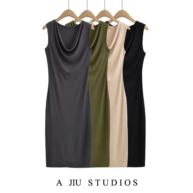 Abito Estivo da Donna Monospalla Senza Maniche con Spacco Laterale, Vestito Lungo Aderente Stile Elegante da Donna con Fascia in Vita