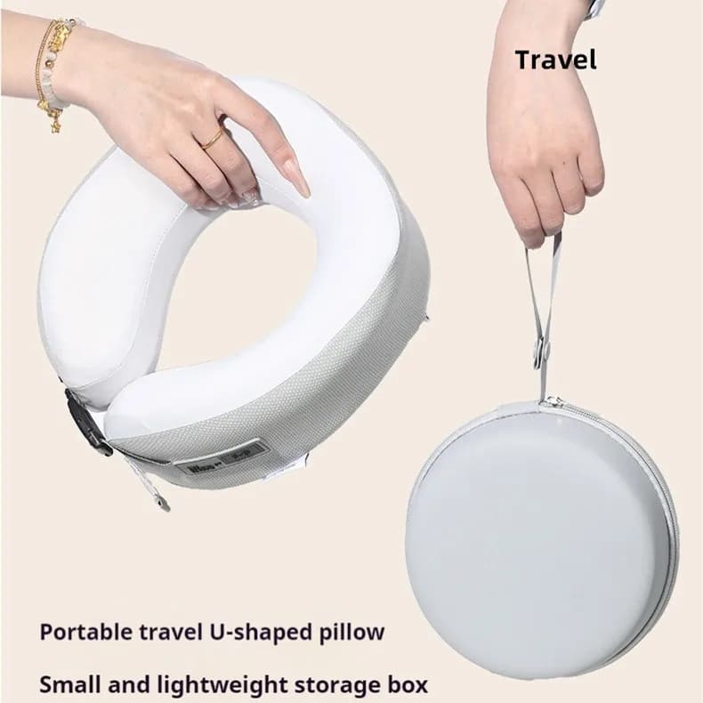 Travel Neck Pillow Memory Foam Pillow for Airplane Car Office Supportive Cervical Neck Rest with Washable Cover