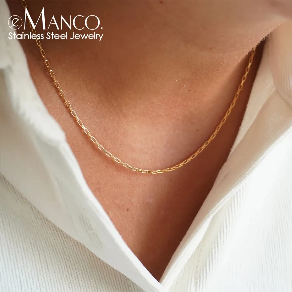 eManco Collana girocollo con catena in acciaio inossidabile Collane girocollo placcate in oro Regalo di gioielli da donna romantici alla moda