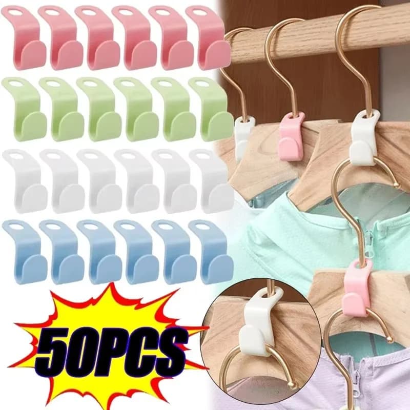 5/20/30/50/60pcs Plastic Hook Connection Hook Stackable Multifunctional Storage Space Hanger