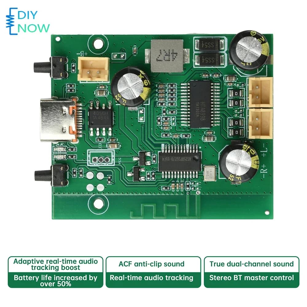 Bluetooth 5.1 Amplifier Board TWS Stereo Dual Channel 2*10W Rechargeable with EQ Adjustment for Speaker DIY