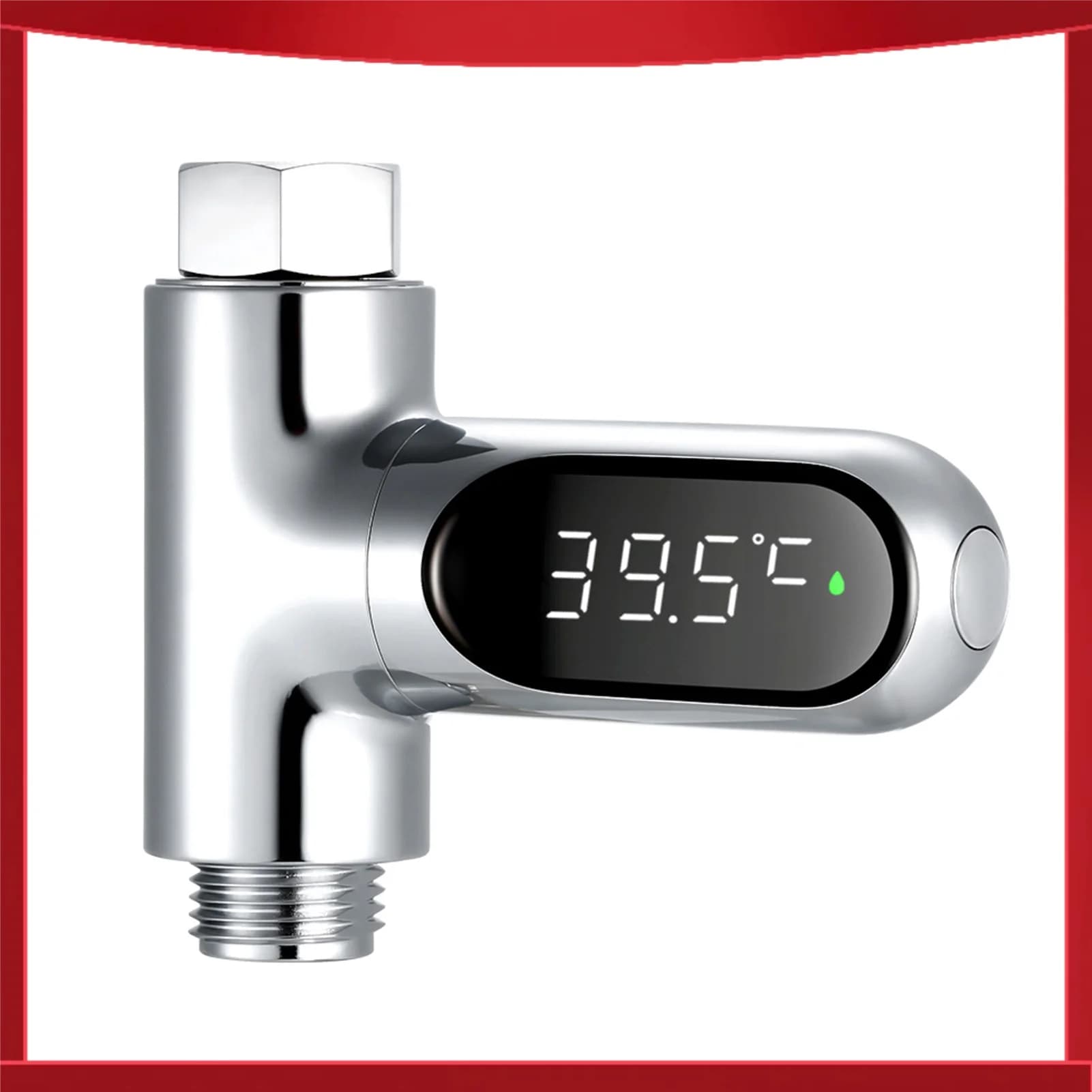 Contatore d'Acqua con Display LED, Termometro Digitale per Doccia, Monitor Temperatura Bagno, Strumento di Misurazione Temperatura Acqua