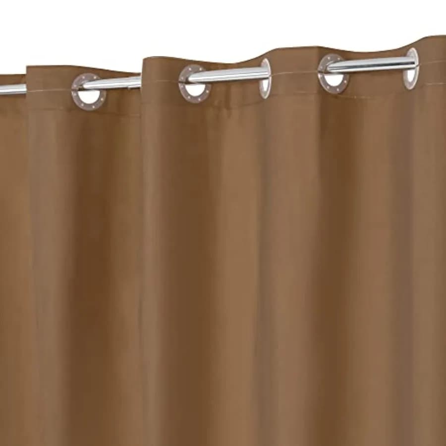 No Hook PEVA Shower Curtain or Liner - 8G Heavy Duty Brown Bathroom Shower Curtain No Hooks Required, Waterproof Plastic and PV