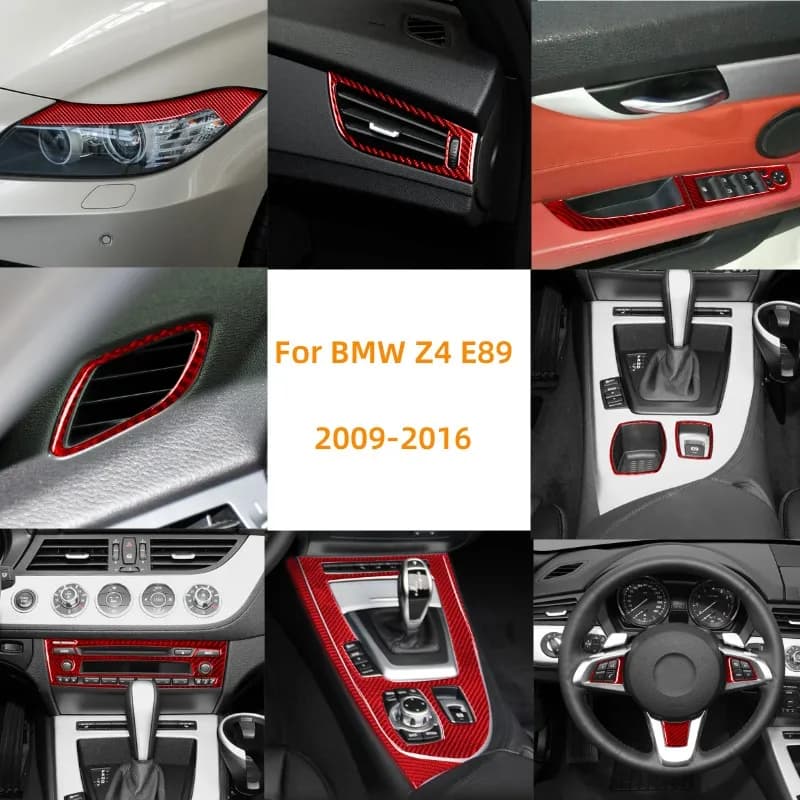Adesivi rossi in fibra di carbonio per la decorazione d'interni dell'auto per accessori per lo Styling BMW Z4 E89 2009-2016