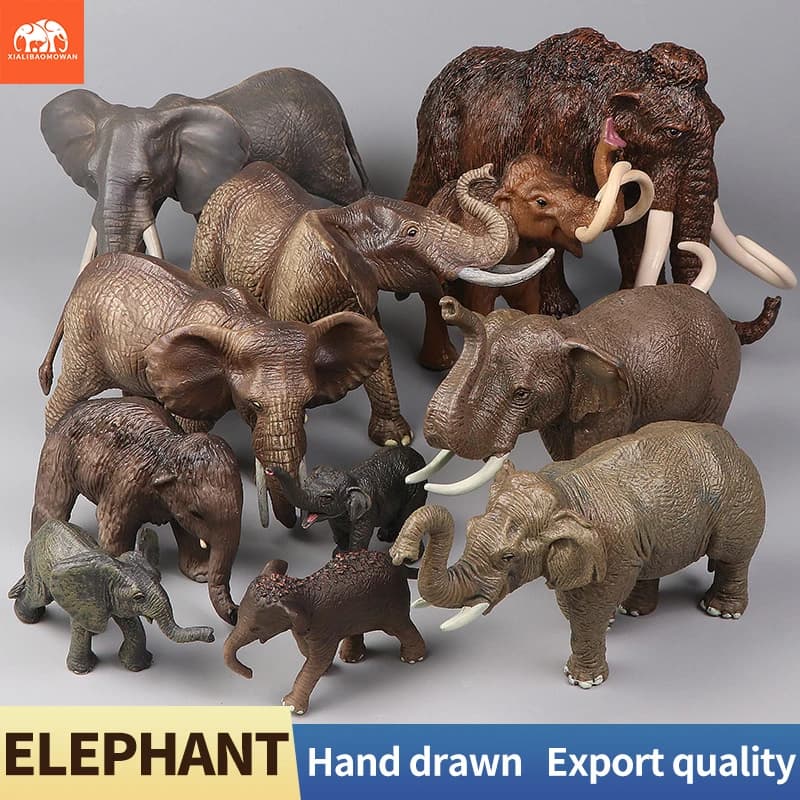 Modellini di Grandi Animali Selvatici Africani, Mammut ed Elefante, Action Figure in PVC, Giocattoli Educativi da Collezione per Bambini