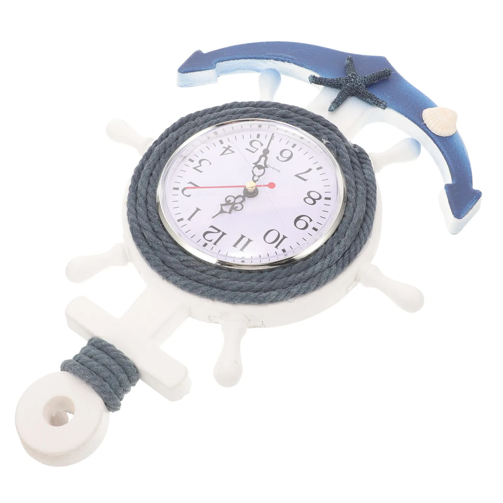 Orologio da Parete a Forma di Ancora Marina, Stile Mediterraneo, in Legno e Plastica, con Superficie a Specchio Trasparente, Decorazione per Soggiorno e Camera da Letto