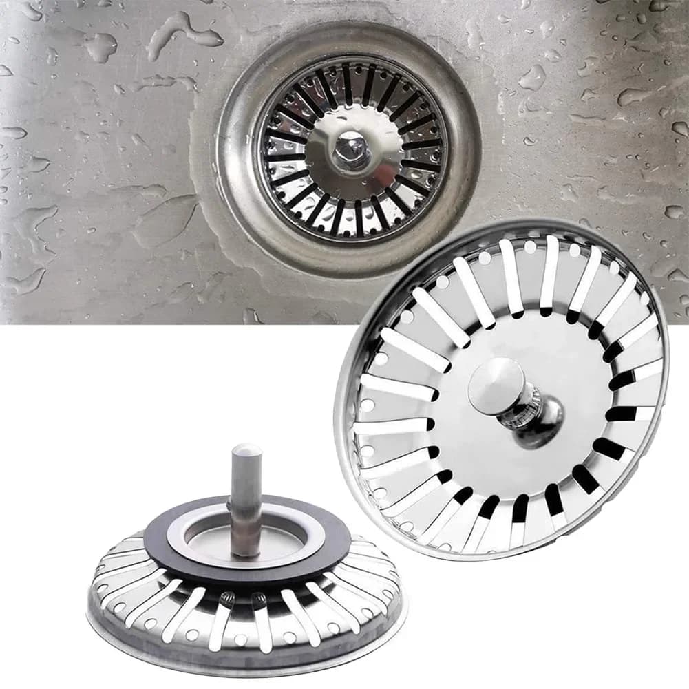 Filtro per Lavello da Cucina in Acciaio Inossidabile, Tappo per Scarico, Filtro per Rifiuti, Accessori per Cucina e Bagno