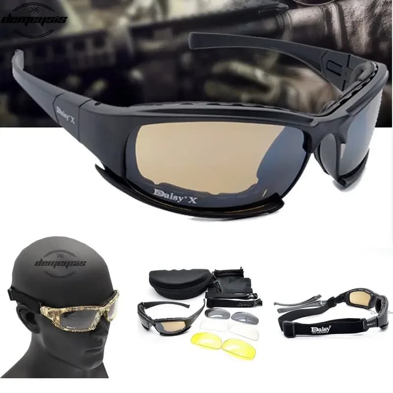 Daisy Tactical Goggles Sunglasses Men Sun Glasses 4 Lens Kit Men's War Game Glasses for Outdoor Sport Hiking Shooting