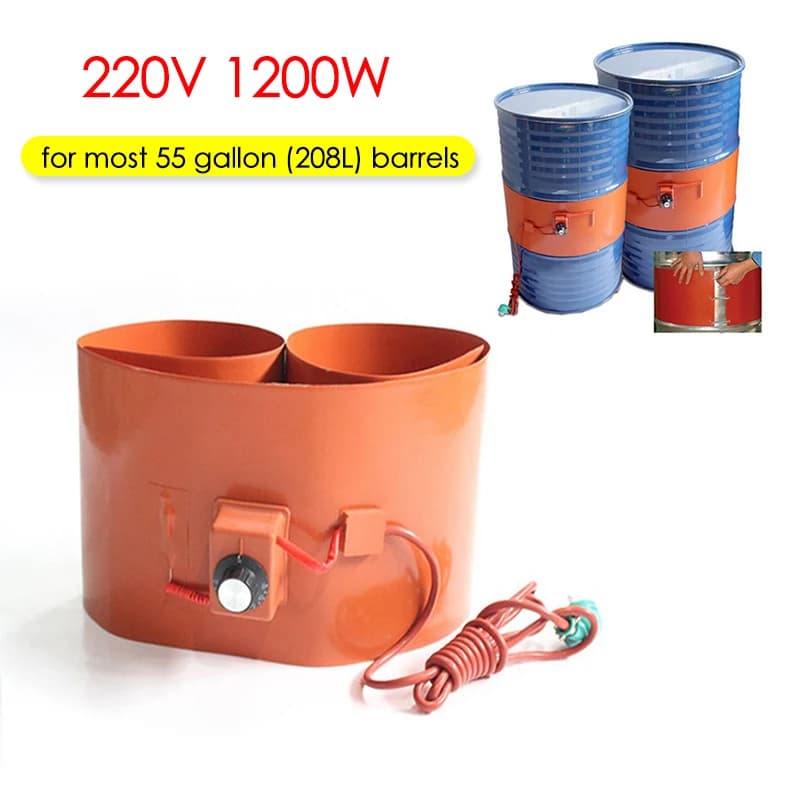 Coperta Riscaldante Flessibile in Silicone 220V per Fusti di Olio e Biodiesel, Serbatoio Elettrico per Fusti da 208L con Controllo della Temperatura