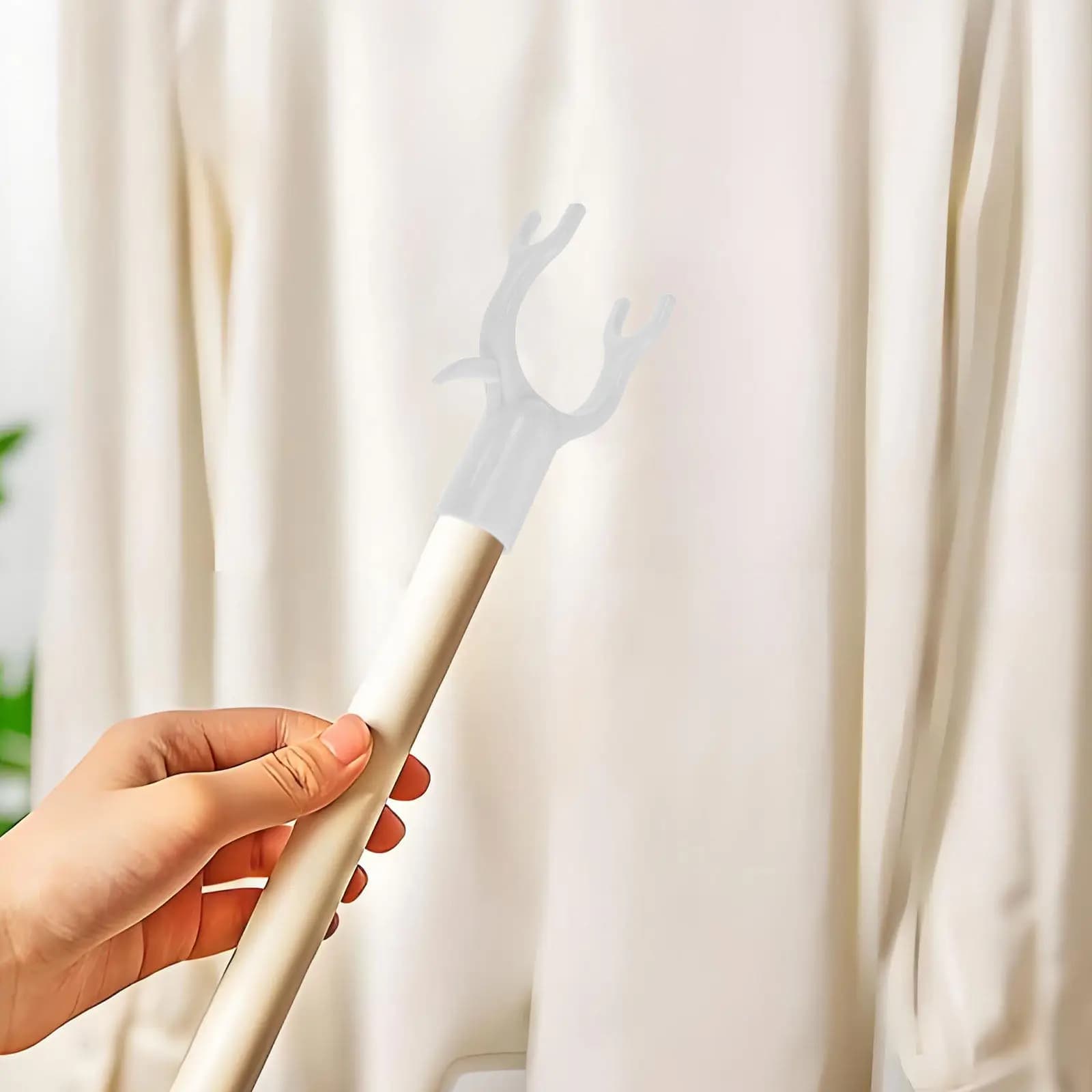 10Pcs Plastic Clothes Hanger Reaching Hook - Telescopic Clothesline Pole Connecting Fork Hook Utility Accessory for Closet