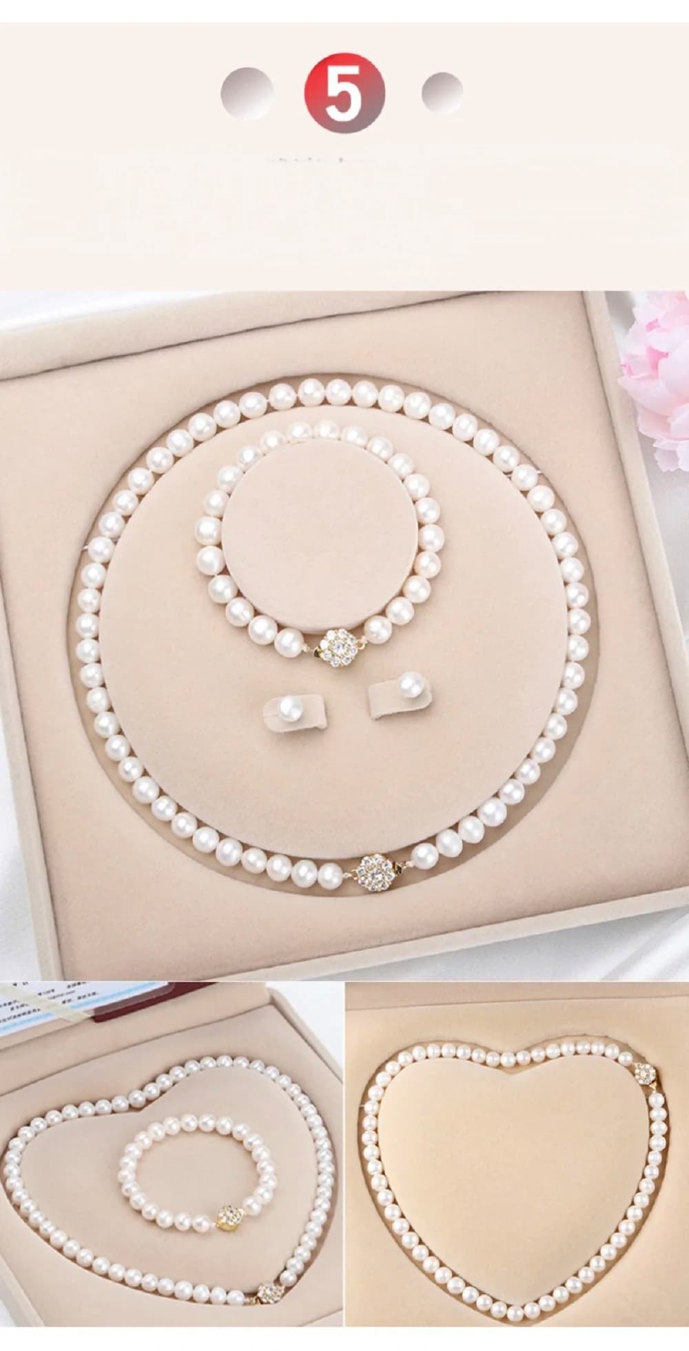 Beautiful Pearl Necklace AAA8-9mm South Sea White Pearl Necklace 45cm+Earrings+Bracelet 19-20.5cm Set 925s