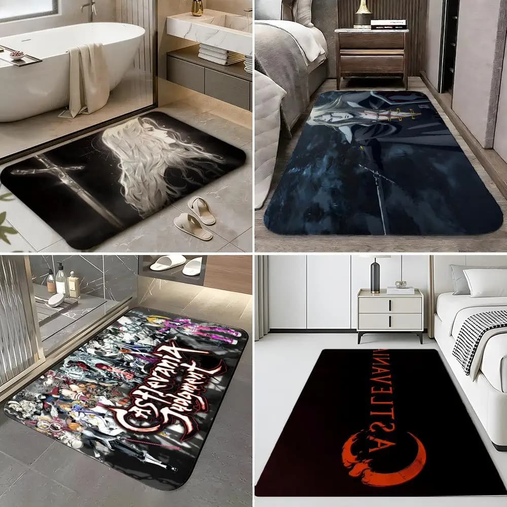 Cartoon C-castlevania Floor Mat Soft Flannel Entrance Door Mat Non Slip Absorbent Bathroom Bedroom Floor Rug