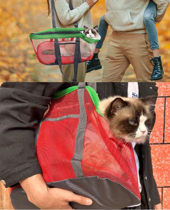 Portable Mesh Pet Carrier Bag for Cats and Small Dogs Breathable Shoulder Tote with Head Opening Adjustable Straps Under 6kg sac