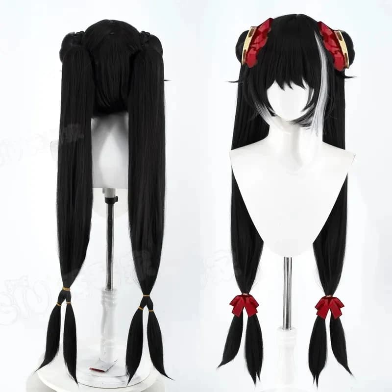 ABC123Anime Game Limbus Company Jia Xichun Cosplay Wig Black-white Long Ponytail Women Halloween Party Role Play Props5,j'8.k/4\