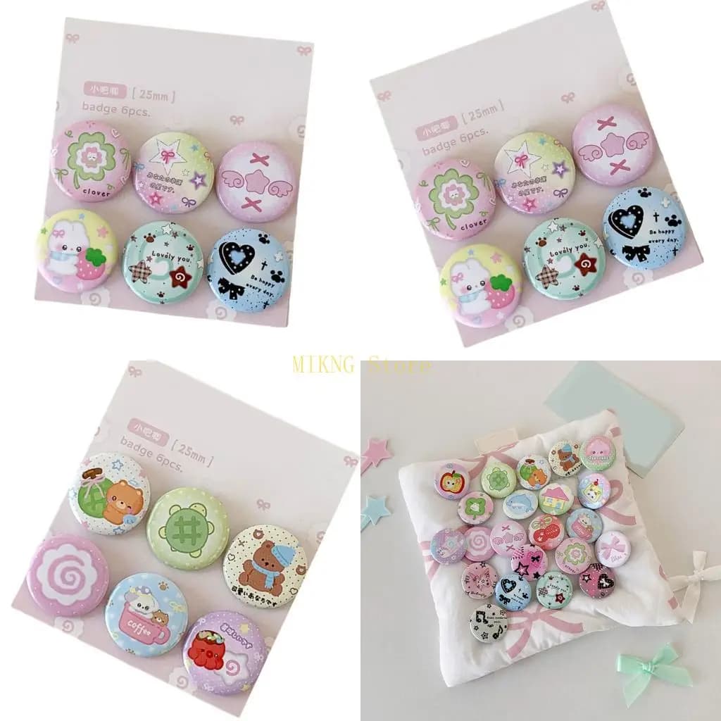 6 pezzi badge in metallo per cartoni animati per zaini per adulti, giacca, cappotto, cappello, abbigliamento, migliore