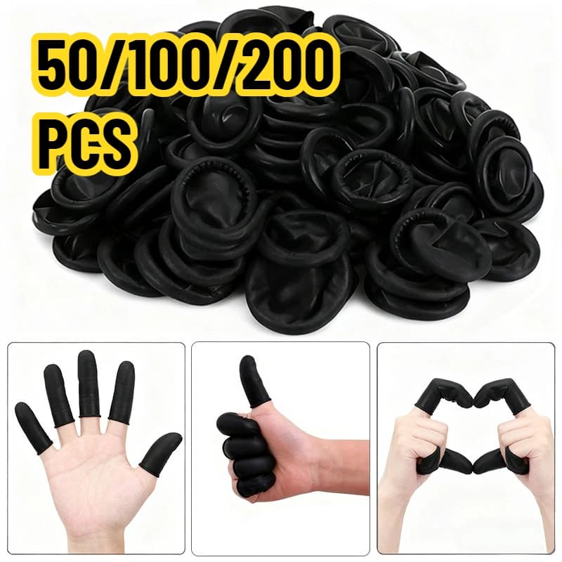 50/100/200PCS Nero Usa E Getta Copri dita Guanti protettivi per la punta delle dita adatti per l'uso Pulizia quotidiana Strumenti di bellezza Accessori