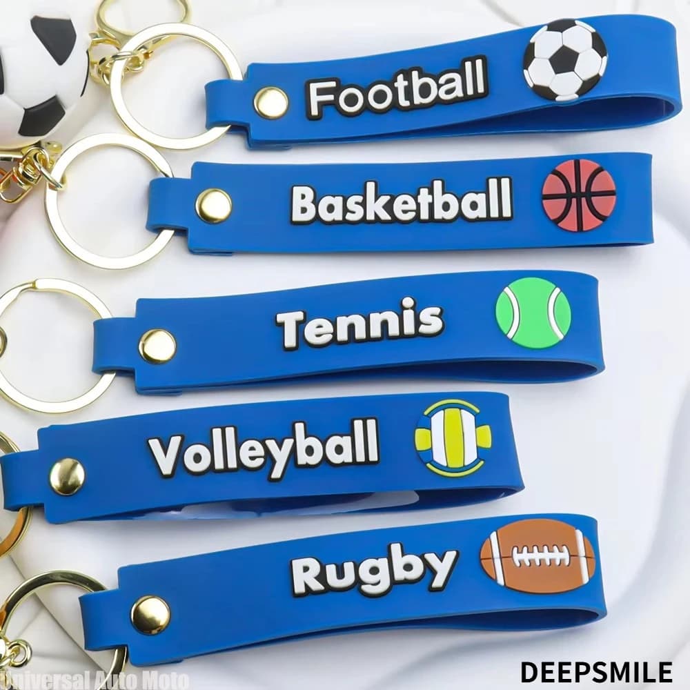 Mini Sports Ball Keychain Football Basketball Volleyball Tennis Rugby PVC Key Ring Backpack Bag Pendant Creative Accessory New