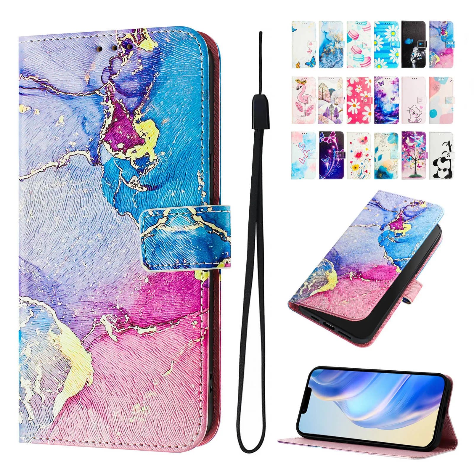 Custodia per telefono con motivo colorato a portafoglio per Xiaomi Mi 17T, 15 Ultra, 15T Pro, Xiaomi Mi 17 Pro Max
