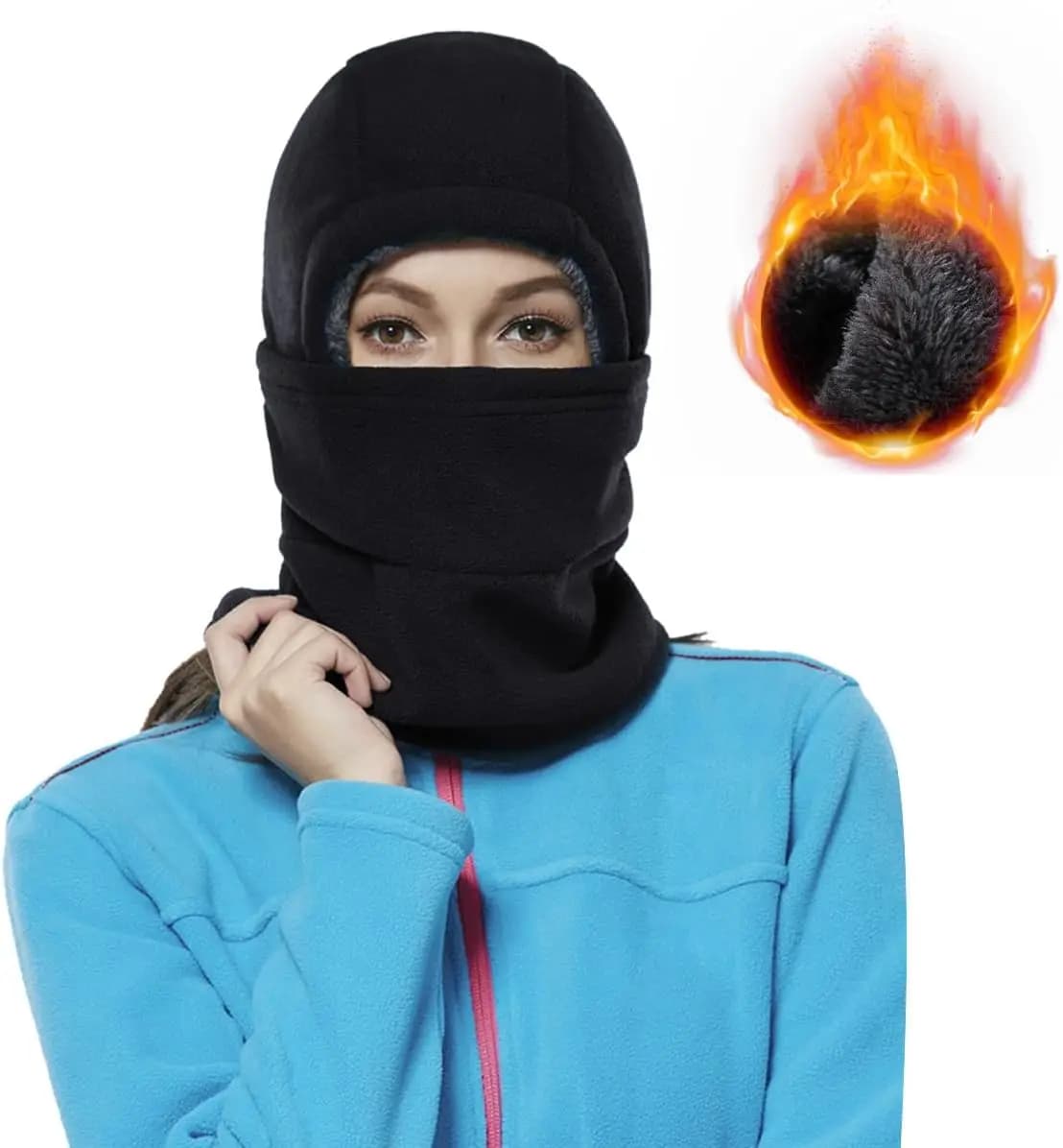 Passamontagna Invernale per Uomo e Donna, Scaldacollo con Cappuccio Antivento Foderato in Pile