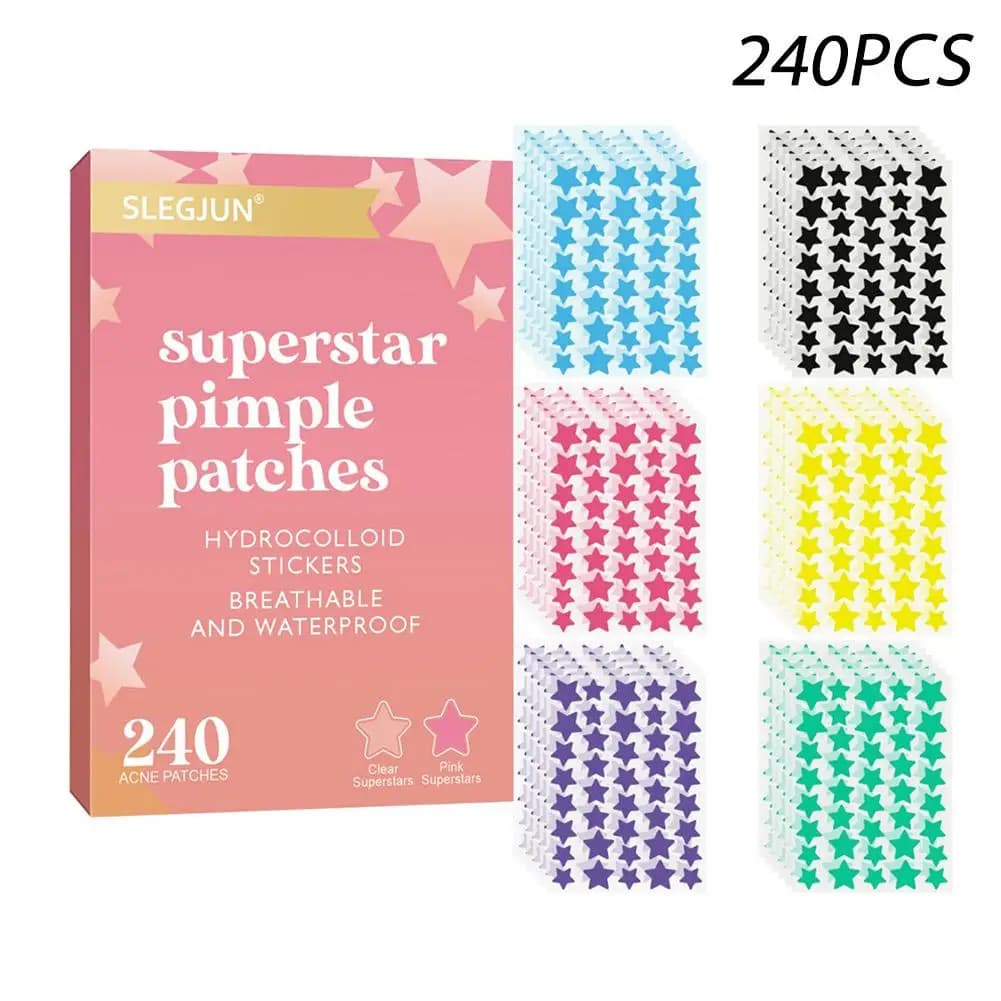 200/240 Pezzi Cerotti Colorati a Forma di Stella per Brufoli, Cerotti Copri-Acne Ultra-Sottili per il Viso