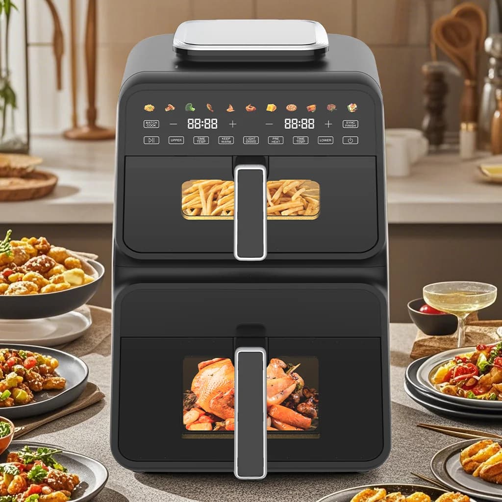 For Digital Dual Drawer Air Fryer 11 Programs 4.5L + 6.5L Fast Cooking Air Fryer With Non Slip Base And Visible Window