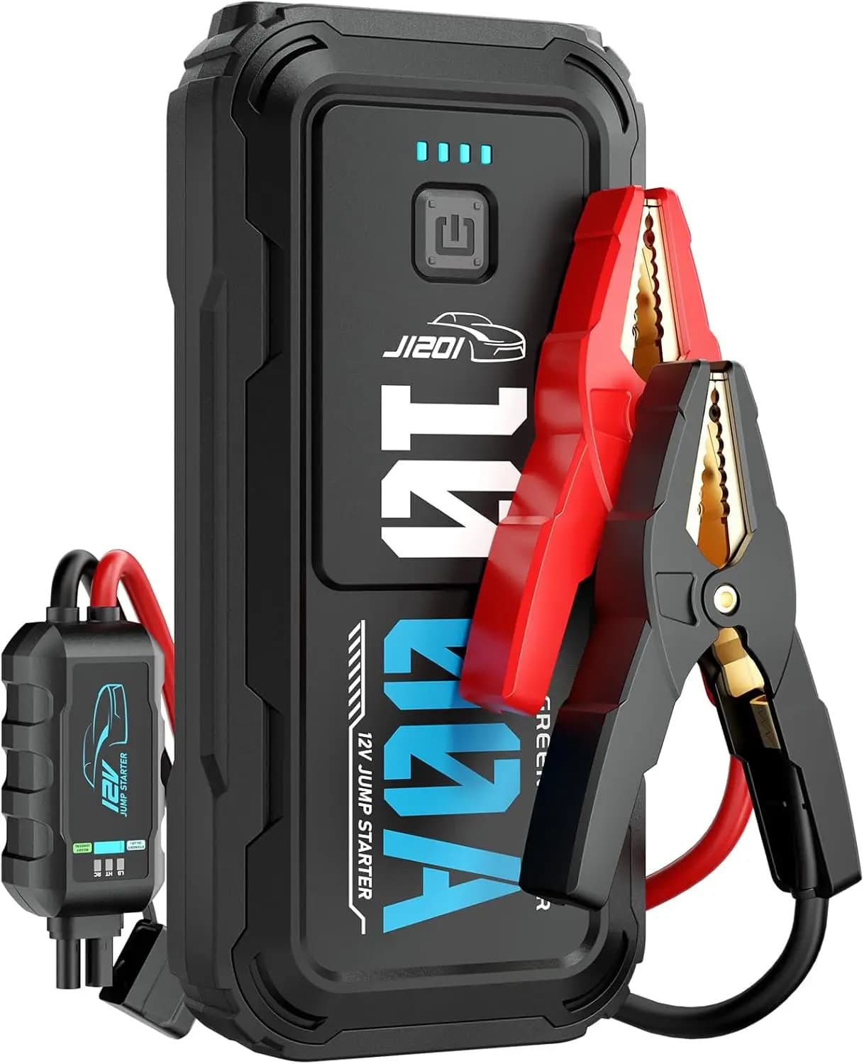 Avviatore portatile per auto da 12 V 1000 A con Power Bank, luce LED e cavi di avviamento