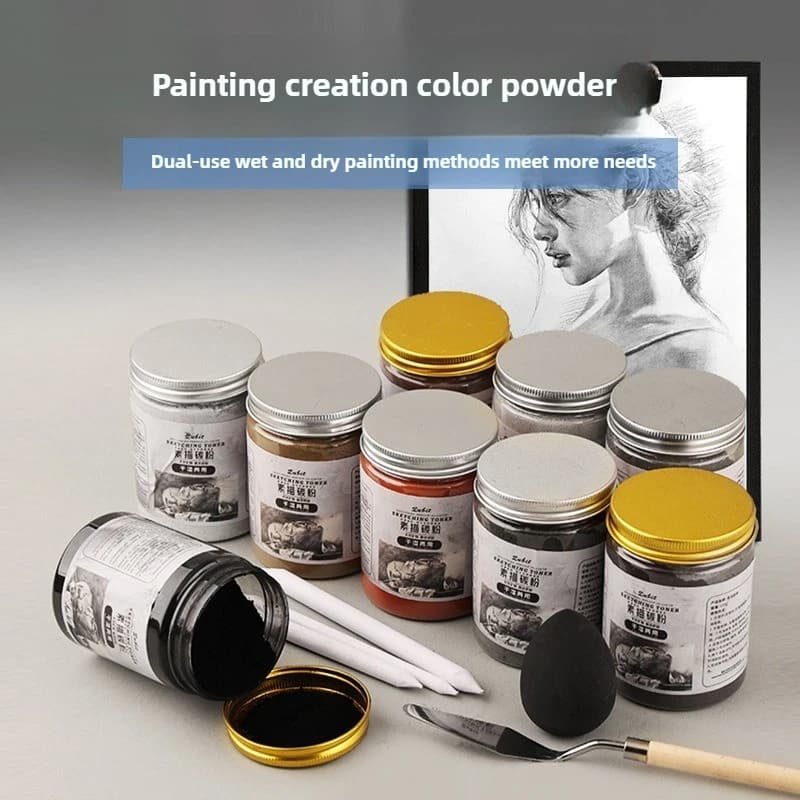 Water Soluble Sketch Painting Color Powder Stick Iron Box Set Artist Dry Wet Dual-purpose Charcoal Stick Art Charcoal Pencils