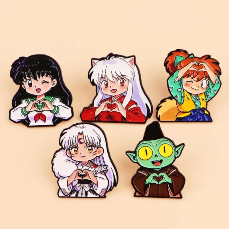 Cute Wolf Ear Fantasy Character Heart Gesture Enamel Pins Anime Figure Lapel Brooch Backpack Hat Clothes Daily Outfit Decor