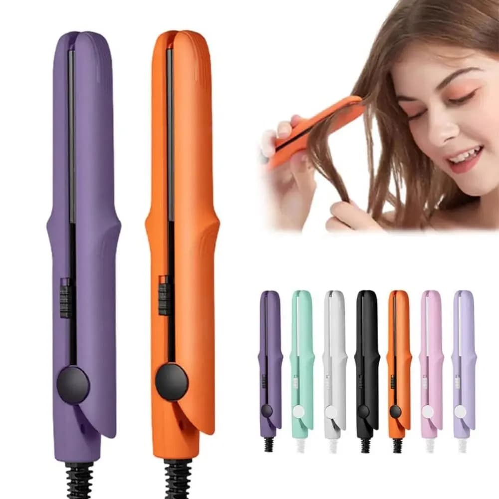 Mini bacchetta arricciacapelli 2 in 1 e piastra per capelli in ferro piatto, mini ferro arricciacapelli a doppio scopo per capelli corti, ferro arricciacapelli da viaggio