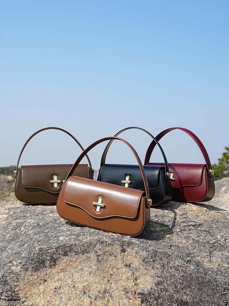2025 Elegante borsa baguette in vera pelle per donna Borsa a tracolla con manico superiore con tracolla staccabile Borsa sotto le ascelle