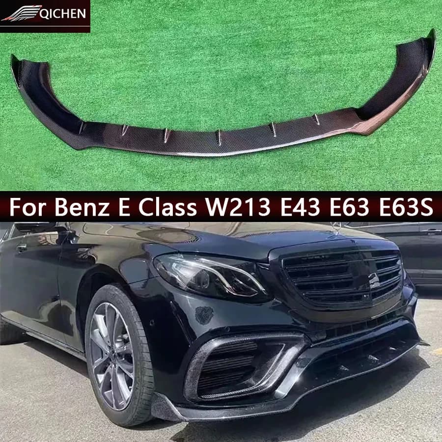 Per Mercedes Benz Classe E W213 E43 E63 E63S: Spoiler Anteriore in Fibra di Carbonio, Diffusore Paraurti, Accessori Auto, Kit Carrozzeria