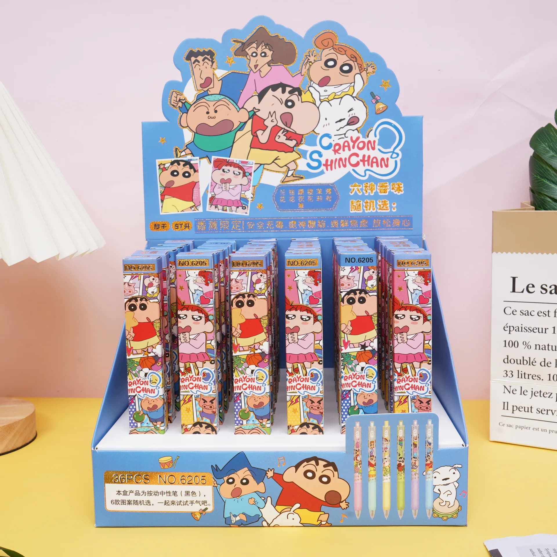 6pcs Crayon Shin Chan Press Gel Pens Blind Box 0.5mm Balck Signature Pen kawaii Stationery Anime School Supplies Creative Gifts
