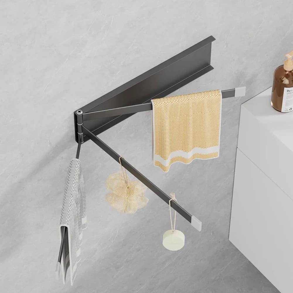Portasciugamani da Bagno Senza Foratura, Doppio Adesivo, Barra Portasciugamani in Acciaio Inox Nero 39 CM per Bagno e Cucina