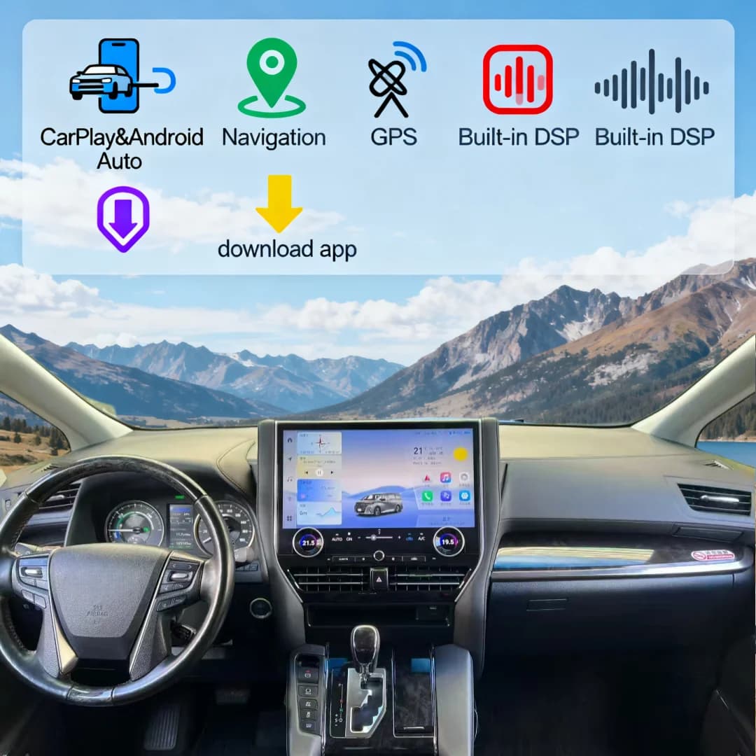 RHD For Toyota Alphard Vellfire 30 Serise A30 Upgrade Alphard 40 Serise A40 2015-2023 Carplay Android 16.8 Inch Car Radio Video