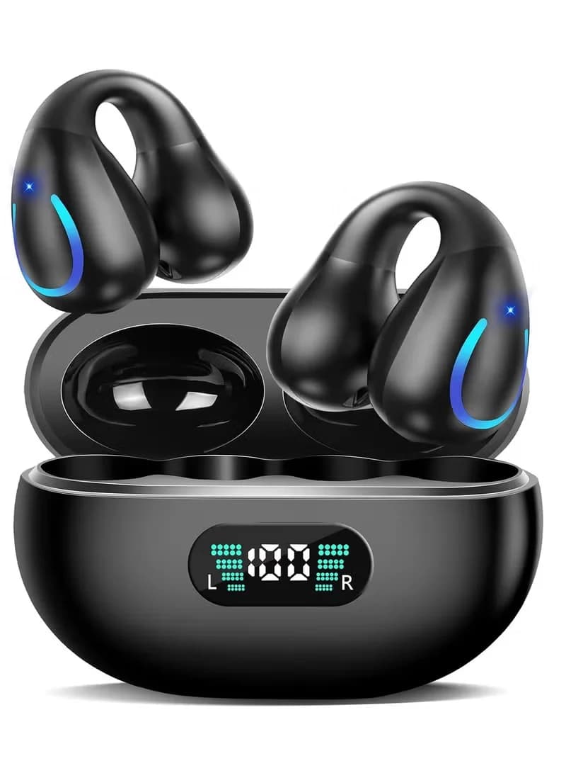 Nuovi Auricolari Bluetooth Clip-on, Cuffie Sportive OWS, Display LED, Cancellazione del Rumore ENC, Bassi HiFi, Auricolari Wireless per Gaming e Musica