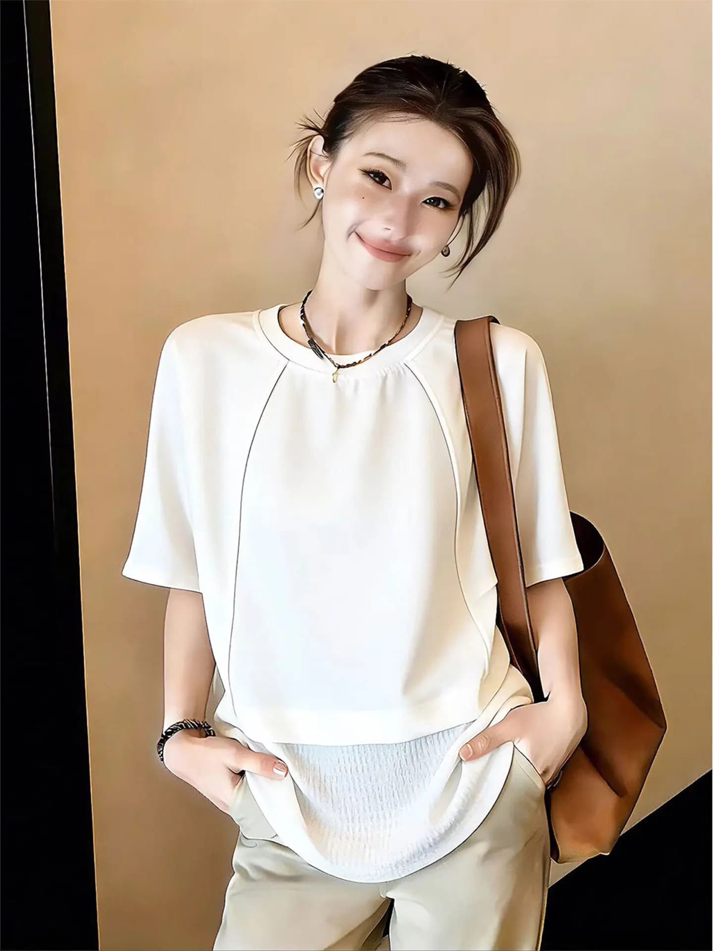 White Loose Short Sleeve T-Shirt Women Summer plus Size Conceal Belly Versatile Casual Style Comfortable Fit Ladies Top