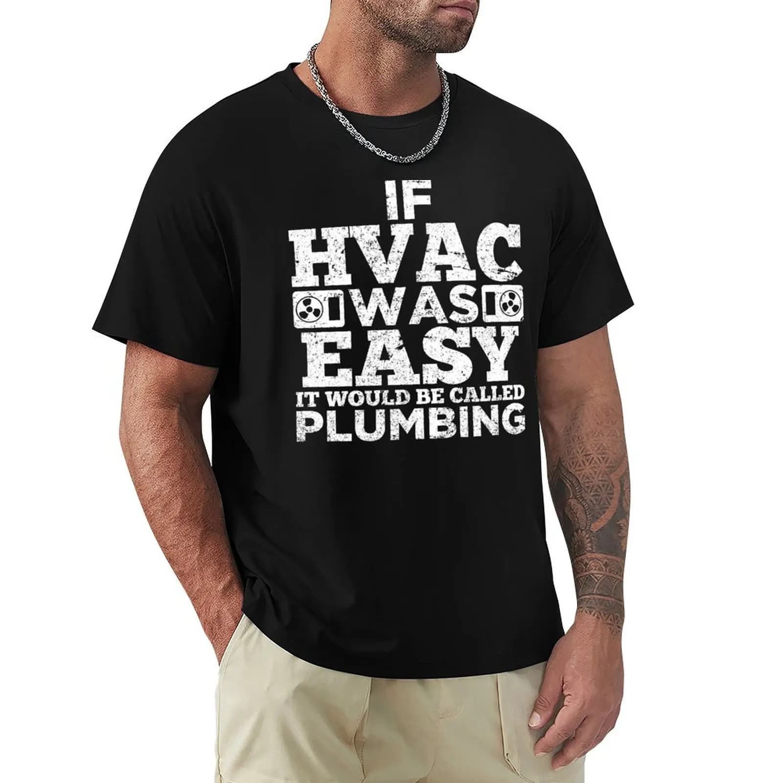 T-shirt divertente per tecnico HVAC: Se fosse facile, non lo sarebbe. T-shirt elasticizzata confortevole.