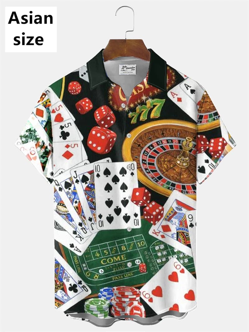3d Printed Poker Game Pattern Hawaiian Shirts For Men Summer Fashion Short Sleeve Tops New Design Summer Harajuku Women Blouse