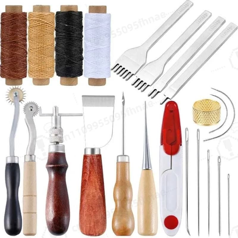 DIY Leather Craft Tool Kit Hand Sewing & Embossing Carving Set Handmade Leather Working Supplies
