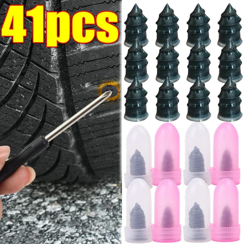 21-41PCS for Motorcycle Truck Vacuum Car Tyre Repair Rubber Nail Set Universal Tire Screw Tubeless Repair Accessories Kits