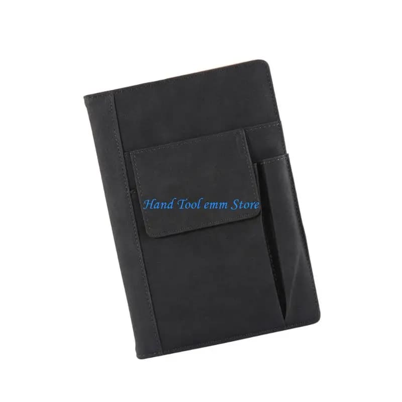 H37F Leather Notebook 100Pages Ribbon Bookmarks Travel Writing Journal Pocket Memopad