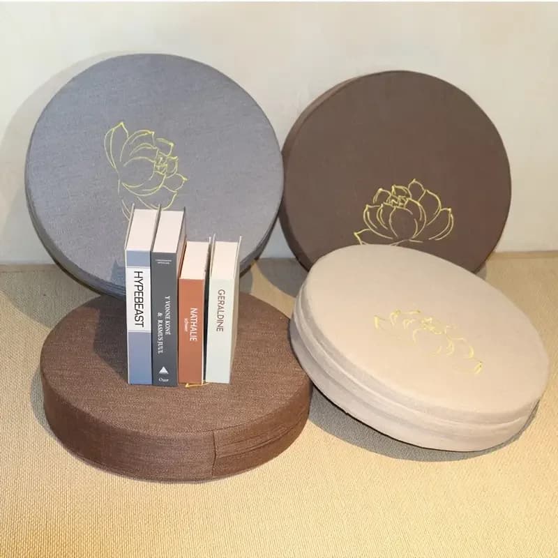 40X6CM Yoga Meditation Linen Cushion Hard Lotus Texture Meditation Cushion Backrest Pillow Tatami Mat Removable Washable