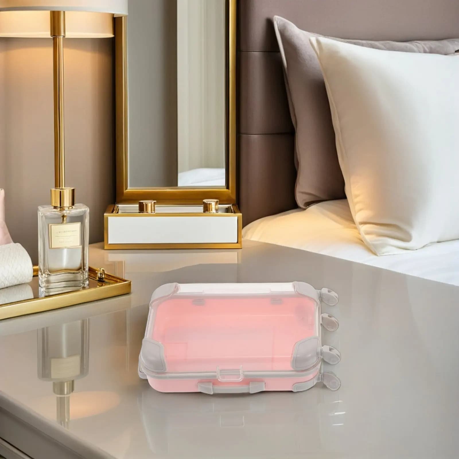 Set di 4 Scatole Portaoggetti per Trucco, Mini Custodie per Ciglia Finte, Organizer Portatile per Viaggi