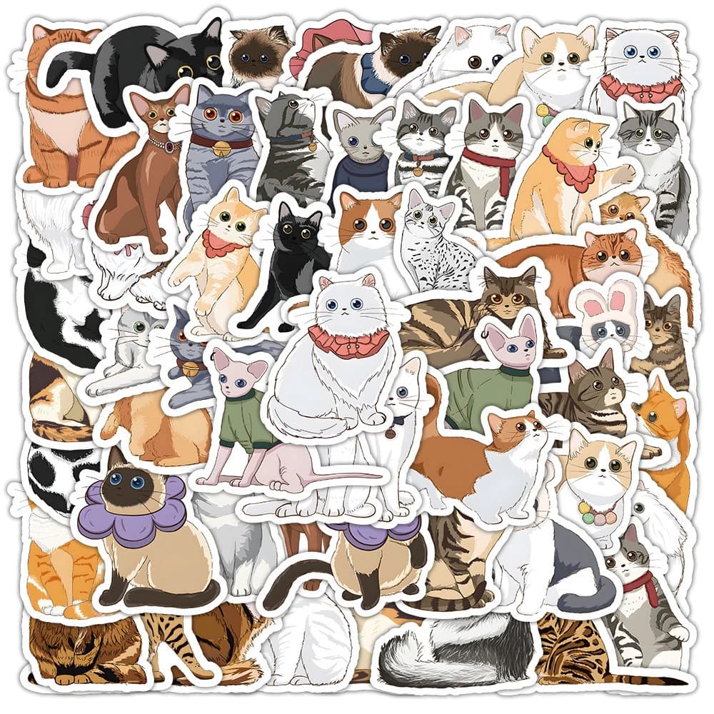 10/30/60pcs Cute Anime Cat Graffiti Stickers Funny Cartoon Creative Sticker Skateboard Phone Luggage Bike Decals Decoration Toy