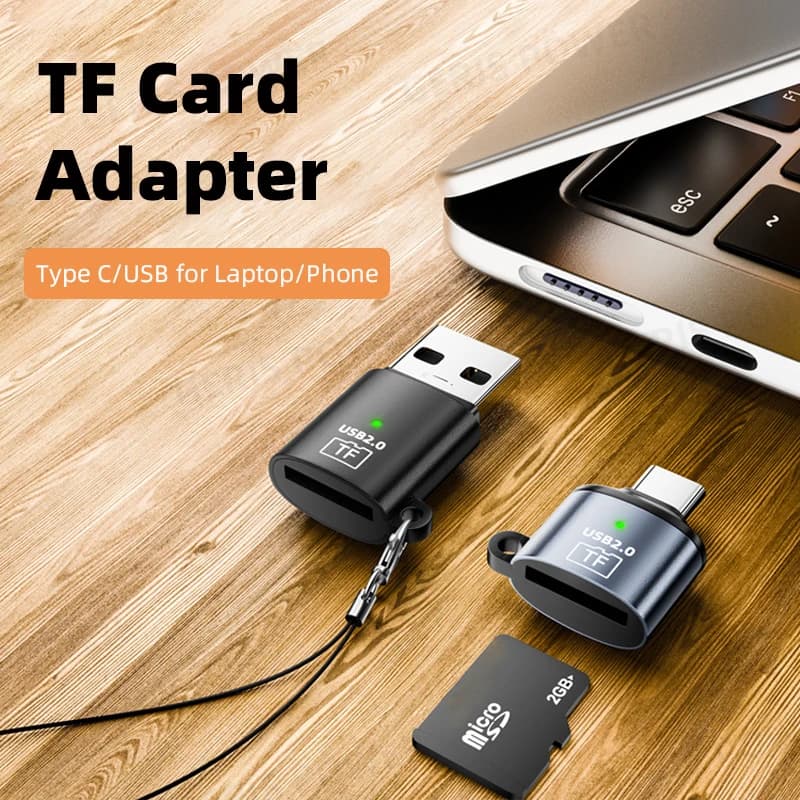 Lettore di Schede USB C 2.0 Mini Type C per Schede SD Micro TF, Compatibile con iPhone Samsung Huawei Xiaomi PC Tablet