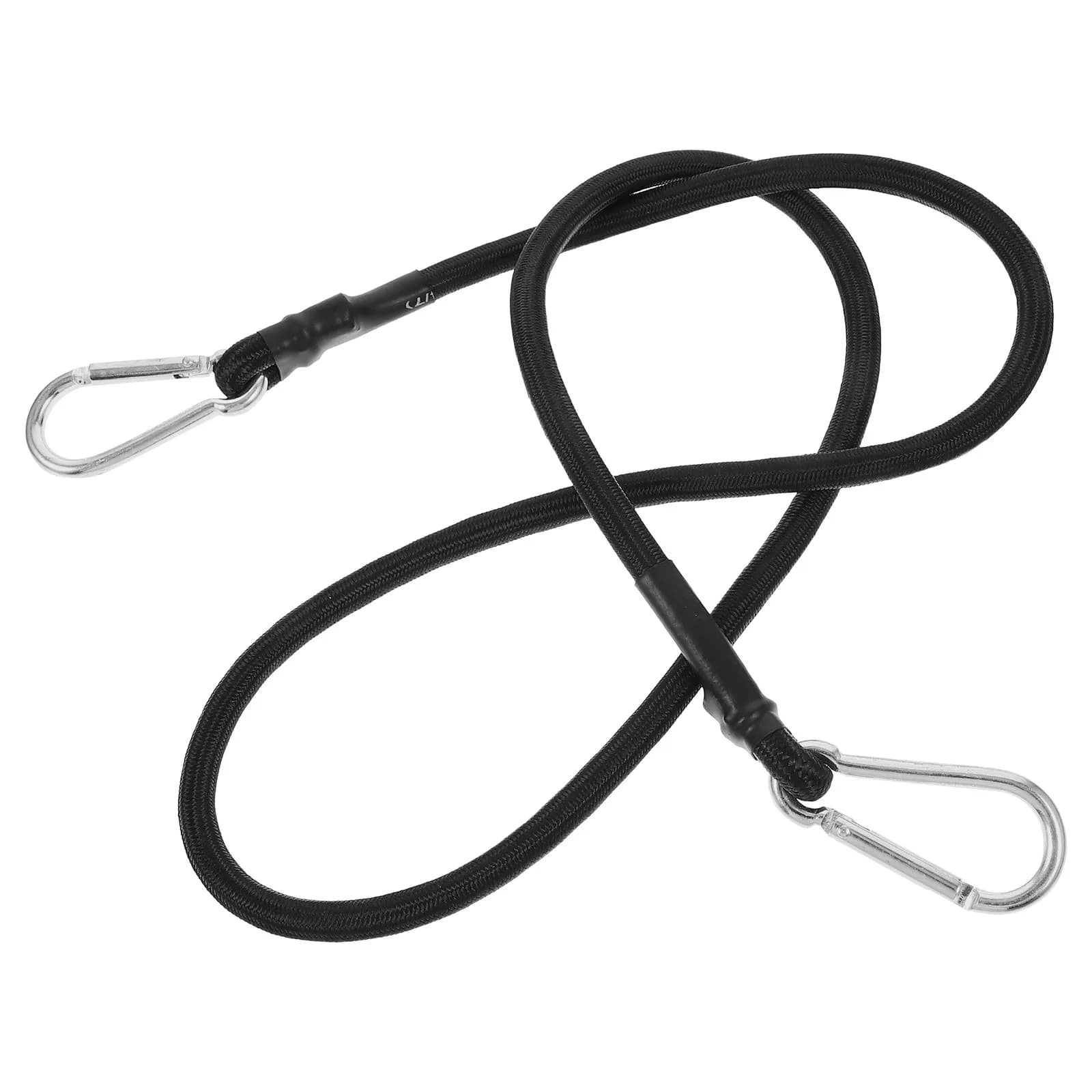 Corda Elastica Nera 1M in Poliestere con Gancio a Moschettone, Corda Bungee Resistente per Moto, Bagagli e Biciclette